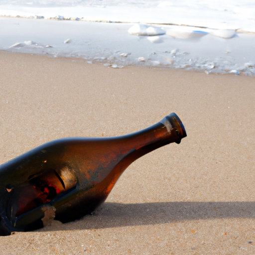 Bottle lying on the sand