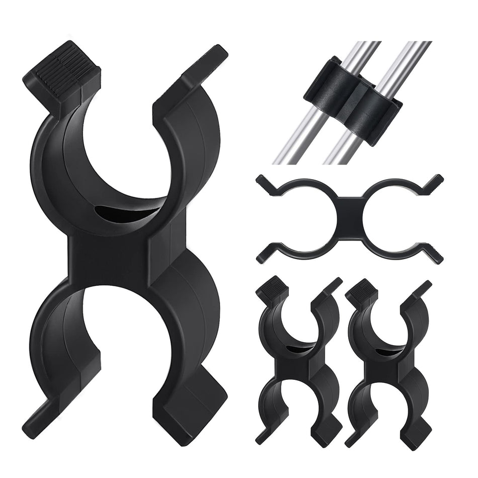 Timgle 4 Pcs Bimini Top Hardware Bimini Top Pole Clamps Bimini Bop Parts for Boats Pole Clamp Holder Boat Clip for Anti Rattle Bimini Brace Rowing Boat Dinghy Kayaks Accessories, Black