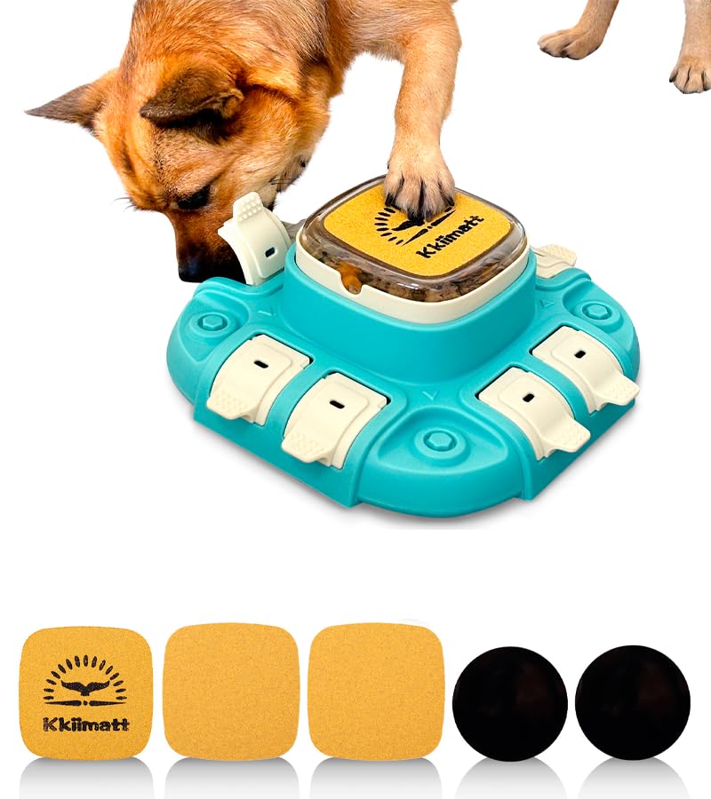 Kkiimatt Dog Enrichment Toys Interactive Dog Feeder Puzzle, Puzzle Toy for Entertainment 2 Levels,Dog Treat Dispenser for Smart Dog,Nail File Toys for Brain Training 3 in 1 Slow Feeder for All Breeds