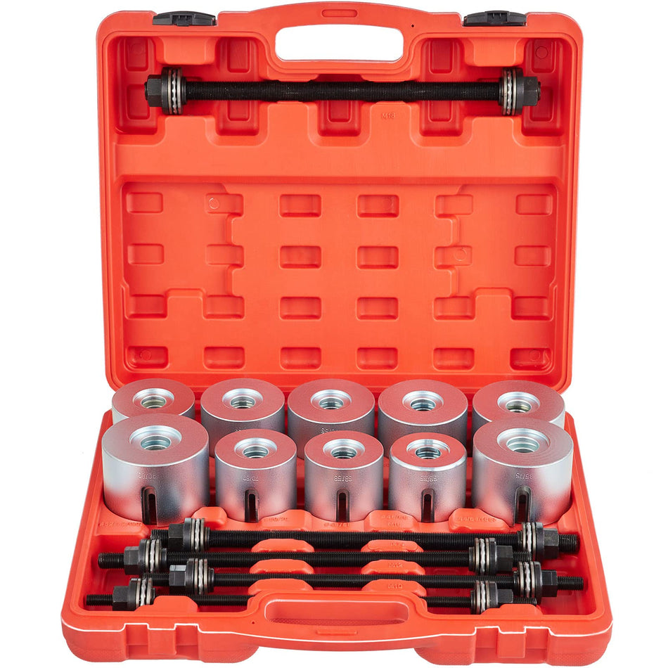 VEVOR 27 PCS Pull and Press Sleeve Kit, 45# Steel Removal Installation Bushes Bearings Tool Kit, Bush Removal Insertion Sleeve Tool Set Works on Most Cars and LCV, HGV Engines