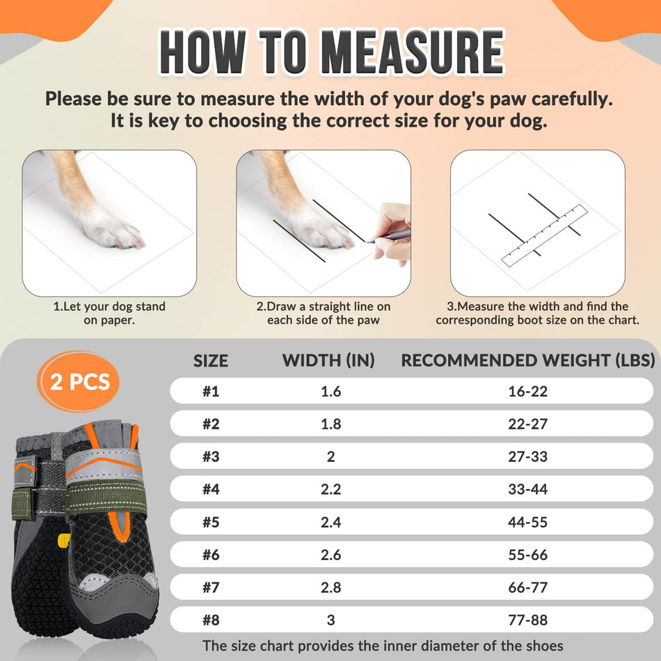 SlowTon Dog Boots, Breathable Dog Paw Protector, Dual Adjustable & Washable Non-Slip Dog Shoes with Reflective Strip for Injured Paws, Comfortable Dog Walking Boots for Small Medium Large Dogs