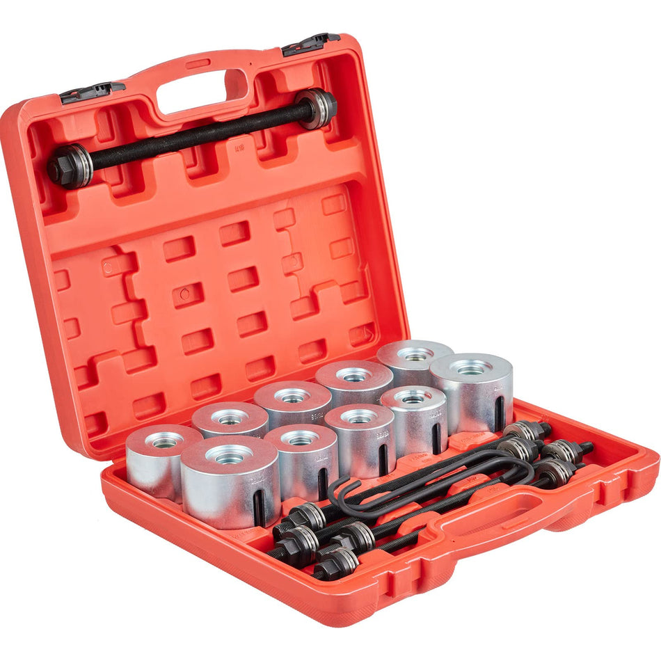 VEVOR 27 PCS Pull and Press Sleeve Kit, 45# Steel Removal Installation Bushes Bearings Tool Kit, Bush Removal Insertion Sleeve Tool Set Works on Most Cars and LCV, HGV Engines