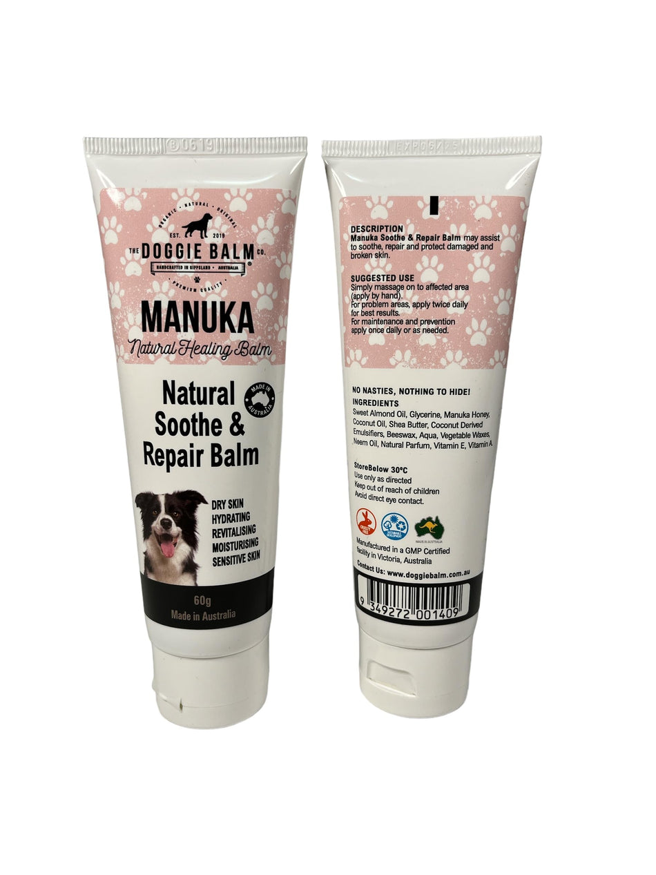 Manuka Healing Balm 60g - Pet Skin Care - Dog Itch & Allergy Treatment - Skin Discomfort, Hotspot, Redness Relief - Heals, Repairs & Moisturizes - Suitable for All Skin Types