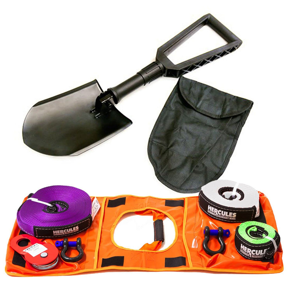 Hercules Essential Nylon Recovery Kit Offroad Tow Strap 4x4 + Folding Shovel 4WD